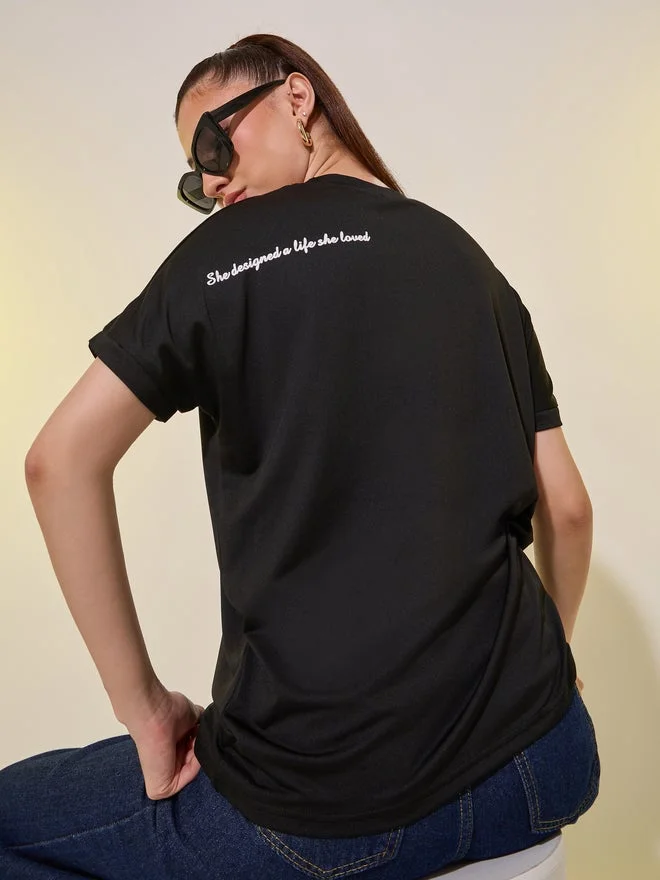 Take Two Back Shoulder Slogan Print Round Neck Regular Fit T-Shirt